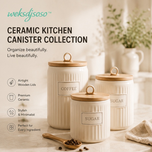 weksdjsoso™ Modern Ceramic Kitchen Canister Set
